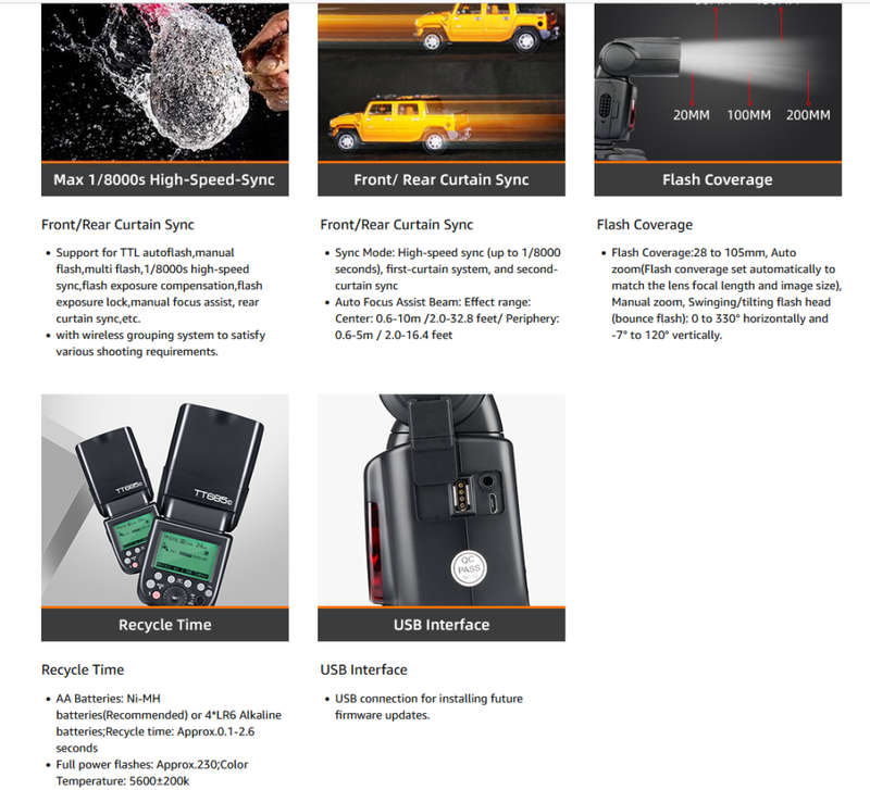 Godox TT685S 2.4G HSS TTL GN60 Flash Speedlite+ Xpro-S Trigger Transmitter Kit Compatible for Sony