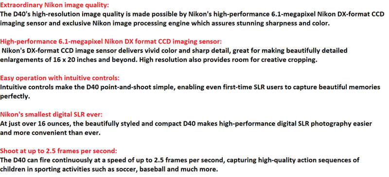 Nikon D40 6.1MP Digital SLR Camera Kit with 55200mm f/3.5-5.6G ED VR Auto Focus-S DX Zoom Lens