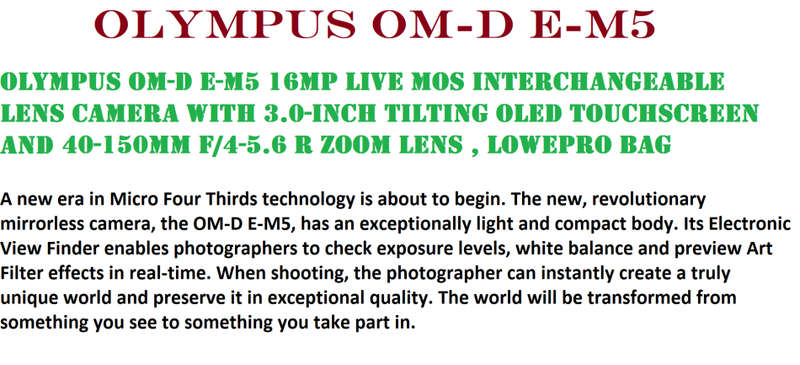 Olympus OM-D E-M5 Camera with 40-150mm f/4-5.6 R Lens Zoom Lens