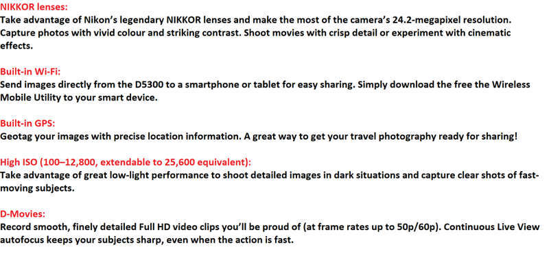 Nikon D5300 24MP DSLR with Nikon 18-55mm f/3.5-5.6G VR Lens , 4000 PICTURES S ON THE CLOCK ONLY