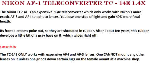 NIKON AF - 1 TELECONVERTER TC - 14E 1.4X
