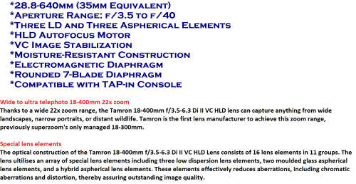 Tamron 18-400mm f/3.5-6.3 Di II VC HLD Lens For CANON BRAND NEW IN THE BOX