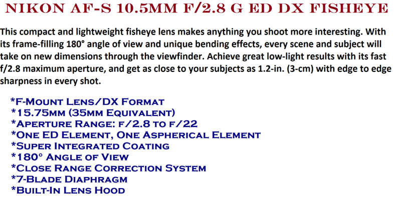 Nikon AF-S 10.5mm f/2.8 G ED DX Fisheye Lens