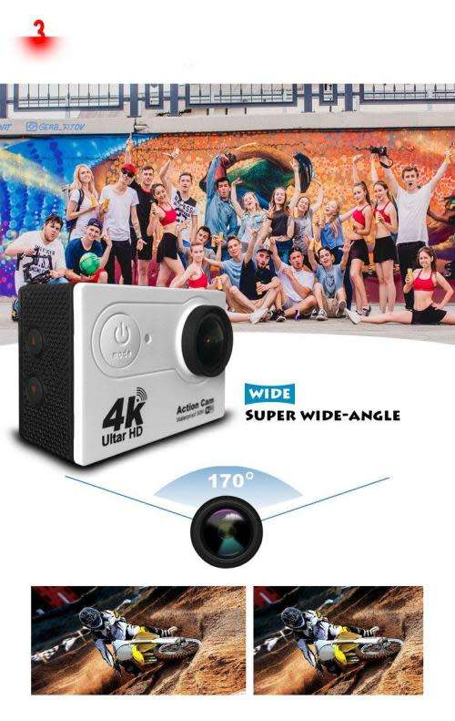 ULTRA HD 4K WiFi Waterproof Sports Action Camera - Black