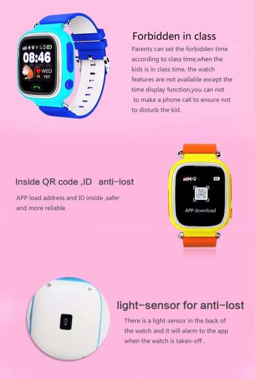 Q80 GPS + AGPS + LBS Smart Watch touch screen kids tracker - Pink and Blue