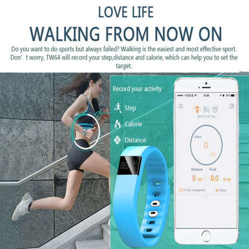 Fitness Tracker, Smart Wristband, Smart Bracelet, Pedometer TW64 - Yellow