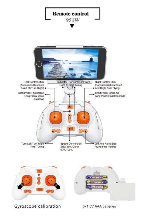 WIFI Mini Pocket Drone FPV 4CH 6-axis gyro Quadcopter with 30W Camera Smartphone Holder Transmitter