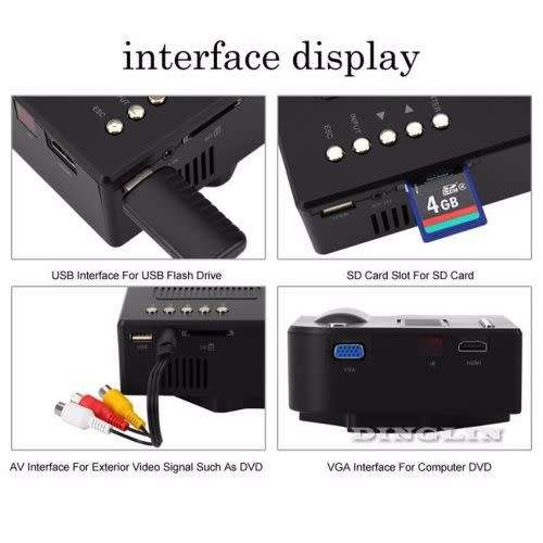 HD 1080P Mini Projector LED Home Theater Multimedia VGA USB SD AV HDMI