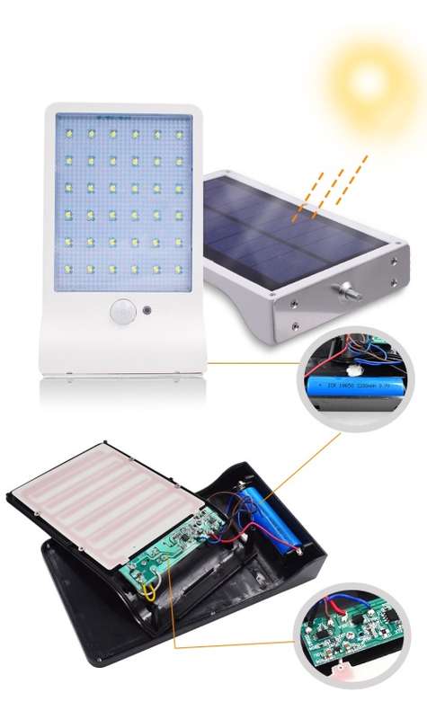 48 LED PIR motion sensor Solar Waterproof Street light with 3 modes Outdoor light wall
