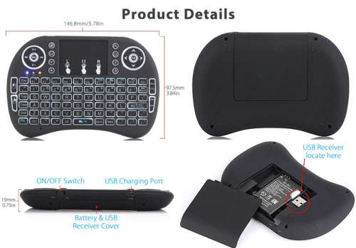 Mini 2.4G Wireless Keyboard Touchpad Remote for Smart TV and Android TV Box