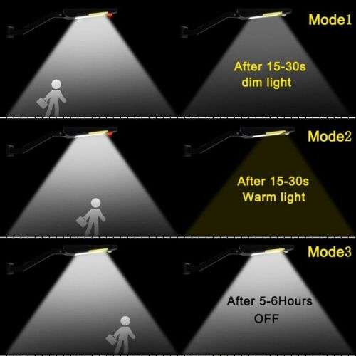 54 LED PIR motion sensor Solar Waterproof Street light with 3 modes Outdoor light wall