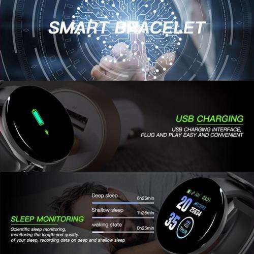 Hot Drogontech Round Screen D18 Smart Watch Waterproof Watches Fitness Wrist Band - Multi Colous