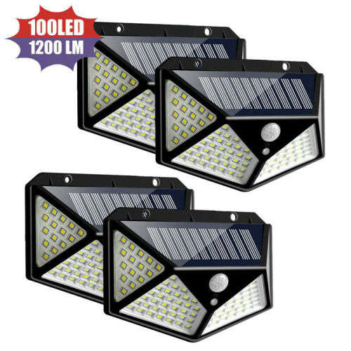 100 LED Solar Power PIR Motion Sensor Wall Lights Outdoor Garden Waterproof Lamp
