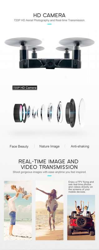 720P WIFI FPV Selfie Drone With Gravity Sensor Altitude Hold Mode RC Quadcopter RTF