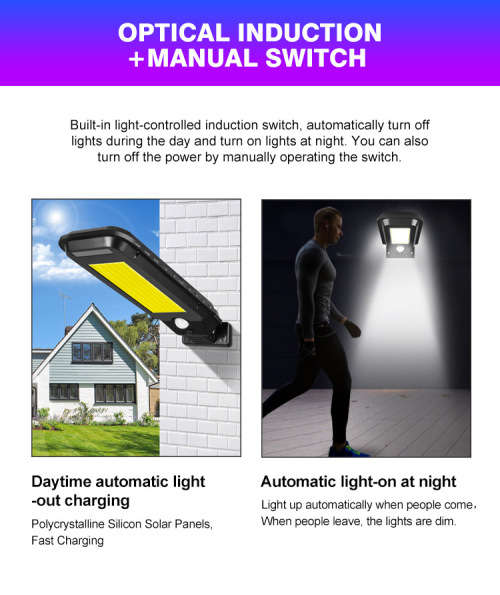 100 Cob outdoor with PIR motion sensor security wall mounted solar path light