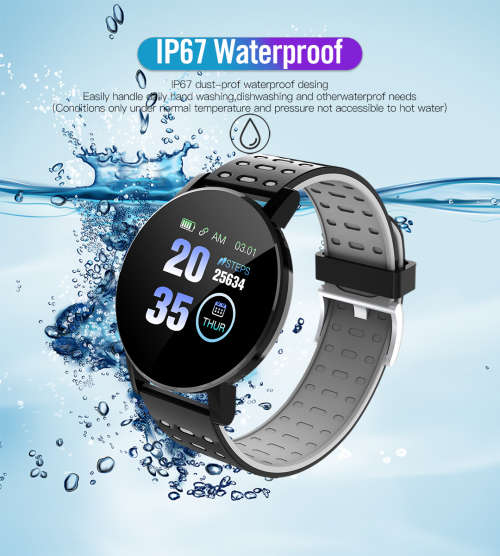119 PLUS Bluetooth Smart Watch Waterproof Heart Rate Monitor Fitness Tracker