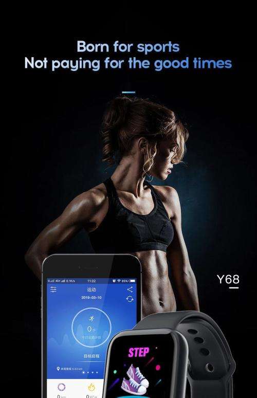 D20 Pro Smart Watch Y68 IP67 Waterproof Bluetooth Fitness Tracker Sports Watch Heart Rate Wristband