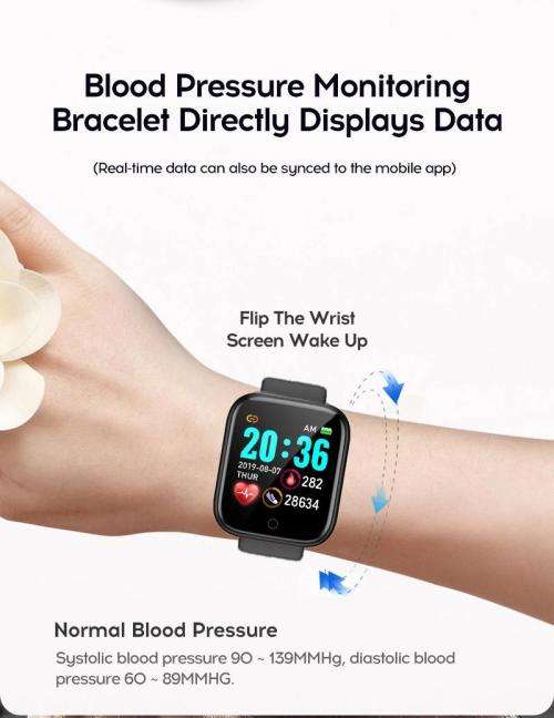 D20 Pro Smart Watch Y68 IP67 Waterproof Bluetooth Fitness Tracker Sports Watch Heart Rate Wristband