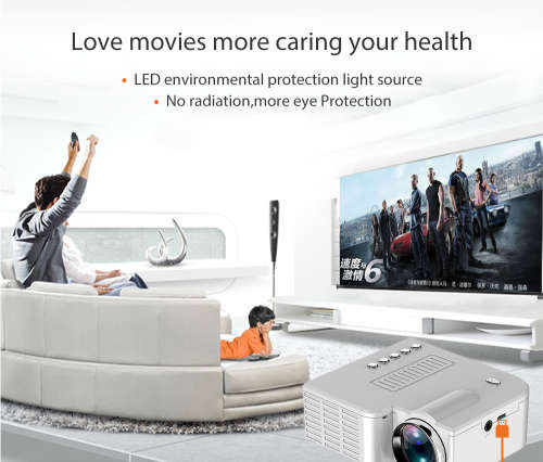 Latest mini led video projector HD 1080p support mobile projector, USB, TF Card - Black or White