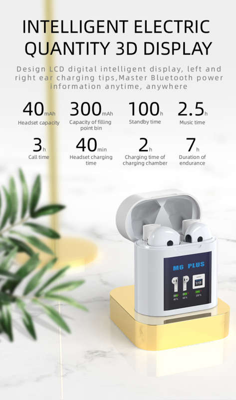 2020 New M6 PLUS TWS True Wireless Stereo Earbuds with Charging Case and intelligent thermometer
