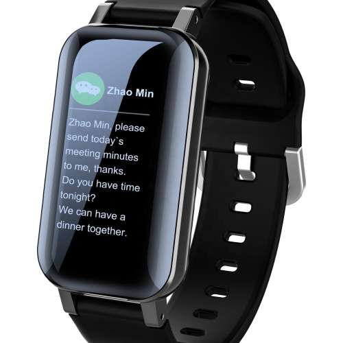 2 in 1 T89 TWS Smart Bracelet Tracker and Smart Watch in one with Binaural Earphone - Black