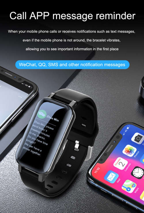 2 in 1 T89 TWS Smart Bracelet Tracker and Smart Watch in one with Binaural Earphone - Black