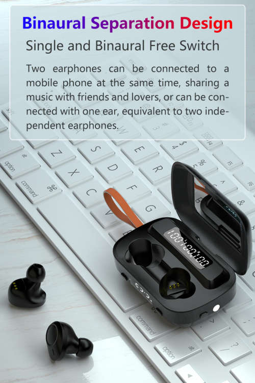Latest M13 Sport Bluetooth Wireless Earphone with Mirror Clock Flashlight 4 in 1 Tws Earbuds Headset