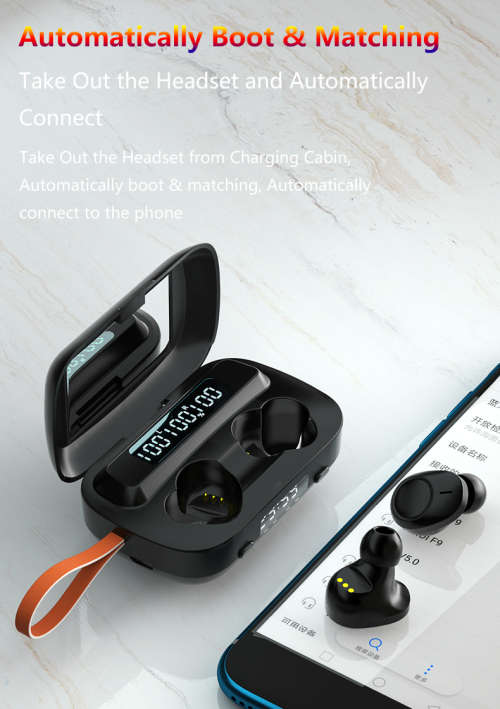 Latest M13 Sport Bluetooth Wireless Earphone with Mirror Clock Flashlight 4 in 1 Tws Earbuds Headset
