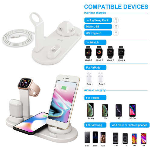 4 in 1 Multi-Functional QI Fast Wireless charging dock station - Black and White