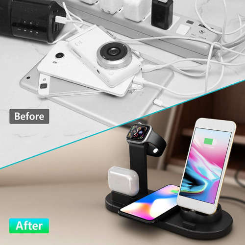 4 in 1 Multi-Functional QI Fast Wireless charging dock station - Black and White