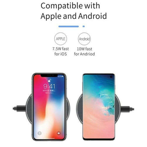 Qi Wireless Charger Pad 10W Super Ultra Fast Charging Dock ALUMINUM ALLOY METAL BODY