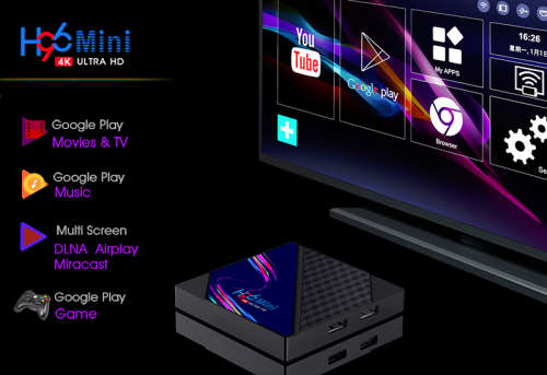 H96 Mini DDR3 2GB / 16GB Android 10.0 4K HD TV Box Support TikTok TV Control bluetooth 4.0 - UK Plug