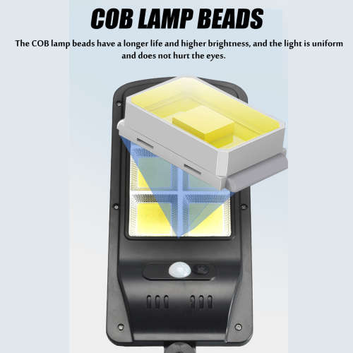 Solar Powered LED COB Street Light PIR Motion Sensor Outdoor Garden Wall Lamp with Remote Control