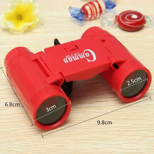 Kid's 2.5 x 26 Magnification Toy Binocular Telescope + Neck Tie Strap  Black, Red, Blue and Yellow