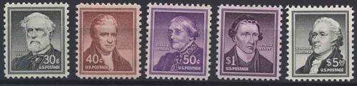USA 1956 top Values to $5 MNH superb Scott 1049-1053 CV R $69 (R560+)