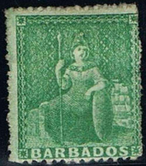 Barbados 1870 (1/2D) Yellow Green SG 43b Superb Hinged mint Cat Value R2380