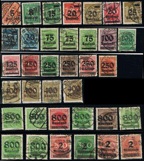 Germany Reich 1923 Extremely RARE inflation overprint set SG 280-301 Used (.) cat R26600++ Complete!