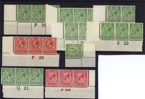 GB KGV Selection of Scarce Control strips Superb mint