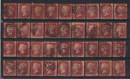GB Penny reds plates (x40) all diff plate numbers and no damaged stamps HIGH CV