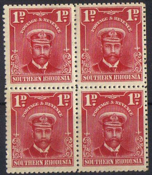 S-Rhodesia mint Admiral 1D block of 4 Ex Booklets SCARCE!!!