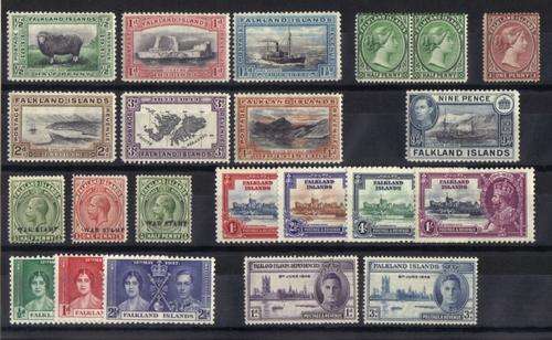 Falkland Island Superb mint early lot Queen Vic-KGVI CV R2900+
