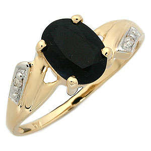 Gorgeous Natural 1.2Ct Black Sapphire and Diamond 9K Yellow Gold Ring! Size 7 1/2
