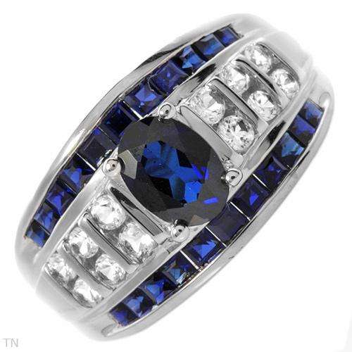 Gorgeous Blue and White Sapphire 10K White Gold Ring!