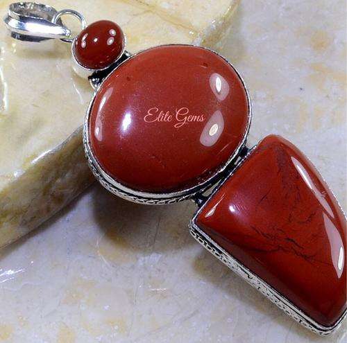 ENORMOUS! STUNNING CARNELIAN & JASPER PENDANT 3 3/4"!