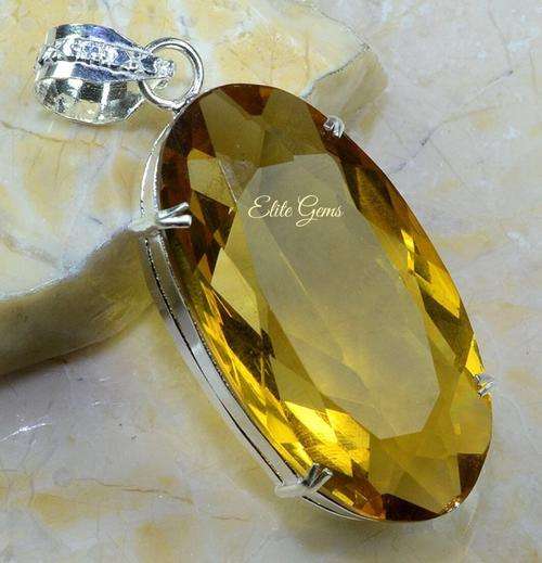 GIGANTIC! STUNNING CITRINE PENDANT 3 1/4"!