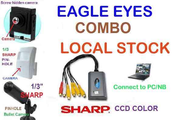 LOCAL STOCK ready to ship, Eagle eyes surveillance combo ( USB SUPER DVR + 3 hidden cameras )