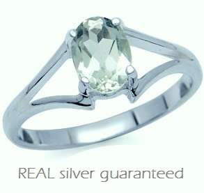 Brand New Attractive Ring with 1.00ctw Genuine Green Amethyst set in .925 Sterling Silver - Size 5