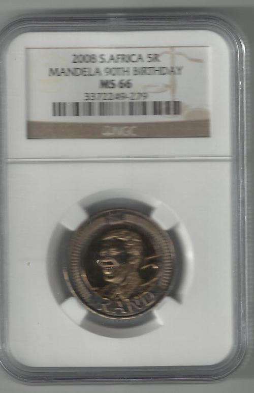 2 X MANDELA-2008 BIRTHDAY-NGC GRADED MS66!!!!!!!CRAZZZZY R1 START!!!!!!!!!!!!!!BID PER COIN
