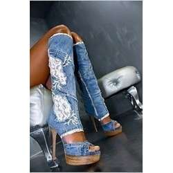 Super Sexy Denim & Lace Boots