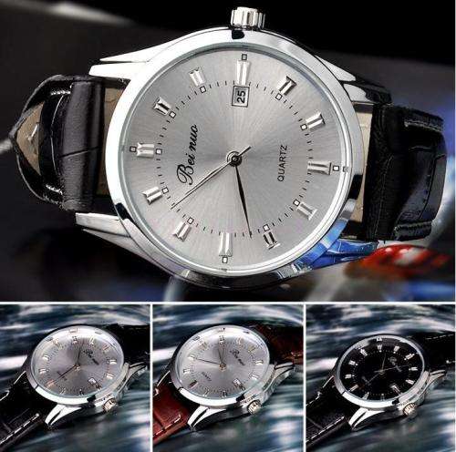 Beinuo Unisex Business Watch with Leather Strap.